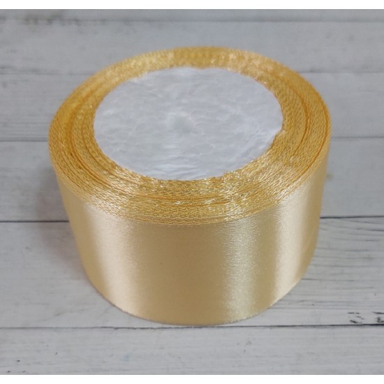 ОПТ Ленты атласные однотонные 5 см*25 ярдов цв. светлое золото 87, цена за катушку